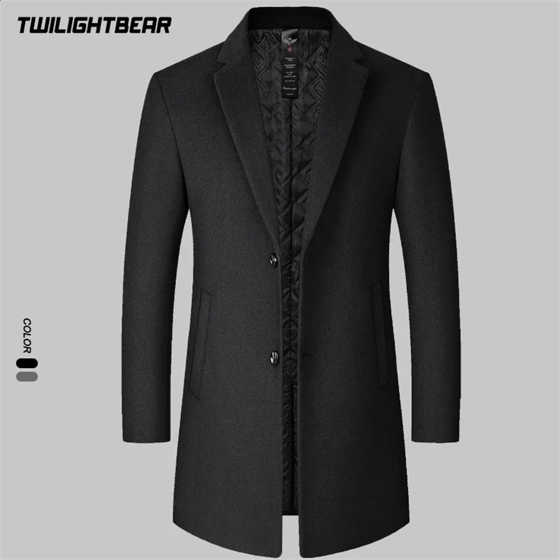 Mens Wool Coats Winter Jacket Oversized Solid Business Casual Pea Coat Men Clothing Woolen Overcoat A2F2103 241223bj