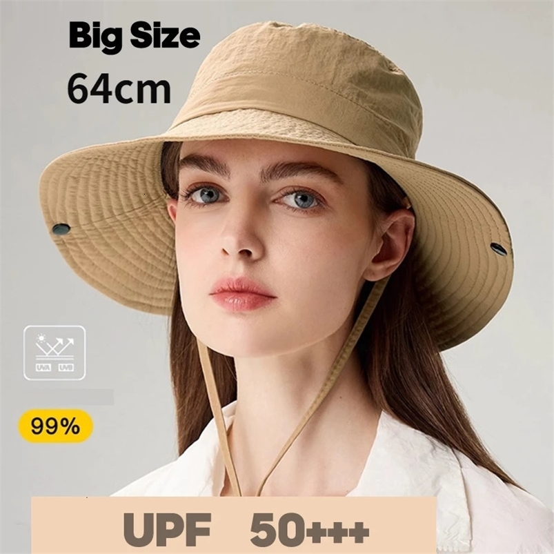 Big size Hiking Waterproof Summer Sun hat Women Sun UPF 50 Bucket Hat Wide Brim Bonnie Hat Outdoor Fishing Fisherman Hat 240530