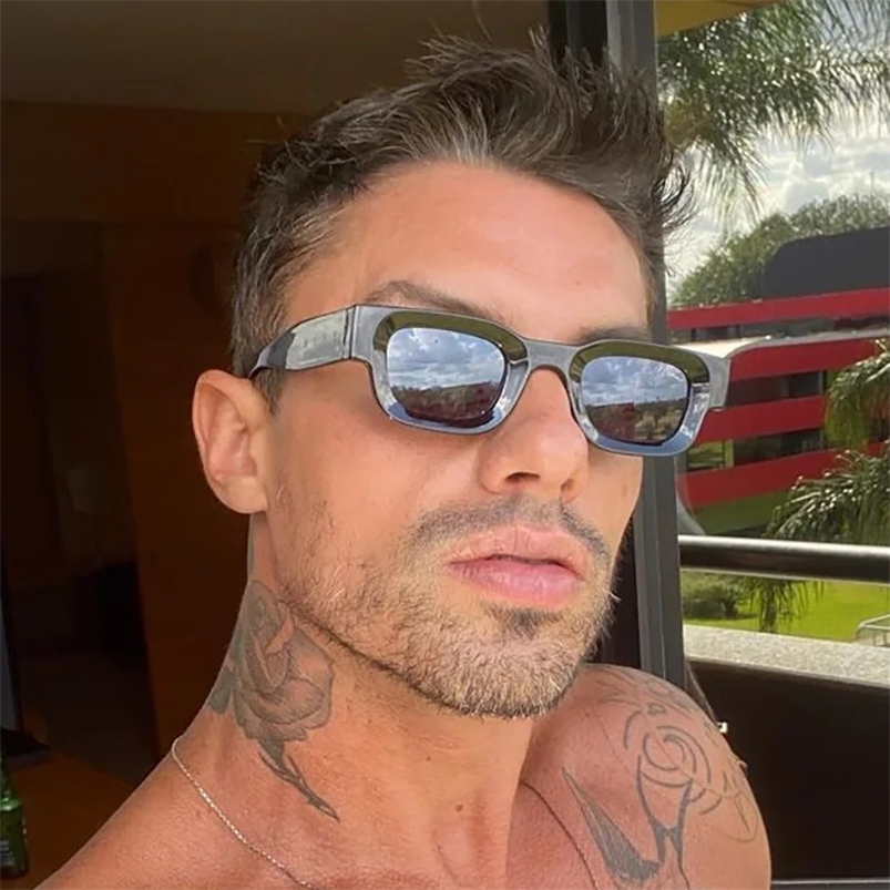 Fashion Summer Retro Punk Rectangle Strawsies Uv400 Sun sfumature uomini Donne Trendy Vintage Small Sun Glasses Sun Eyewear 240626