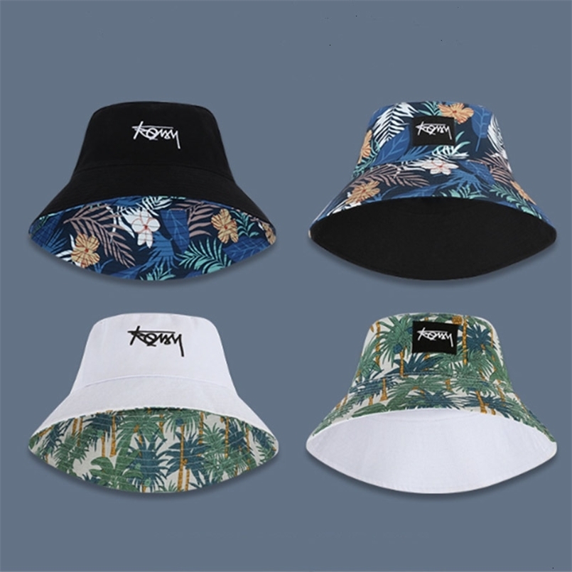 Wide Brim Hats Bucket Hats Spring Summer Wide Brim Bucket Hat Women Men Korean Letter Embroidery Outdoor Sun Hats Double Side Wear Fisherman Panama