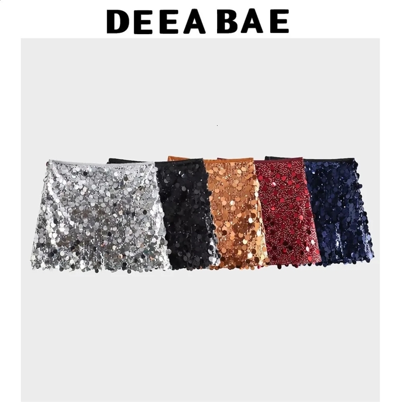 DEEABAE Womens Clothing Elegant Party Dresses Woman Sequin Half Body Sexy Mini Skirt Short Dresses250324bj