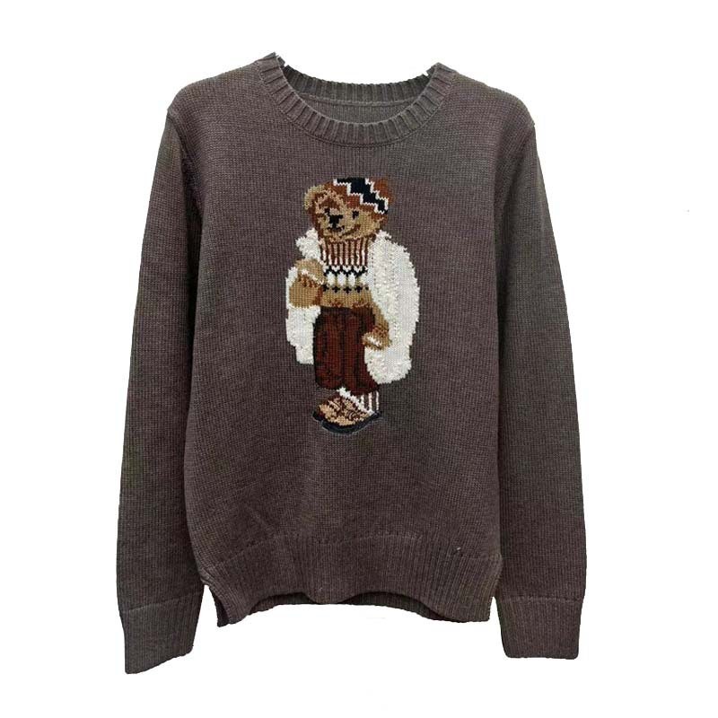 Populaire Designer Femmes Chandails Dames Tricoté Ras Du Cou Pull Pulls Drapeau Américain Ours Tendance Hiver Haut De Gamme Confortable Coton Fem