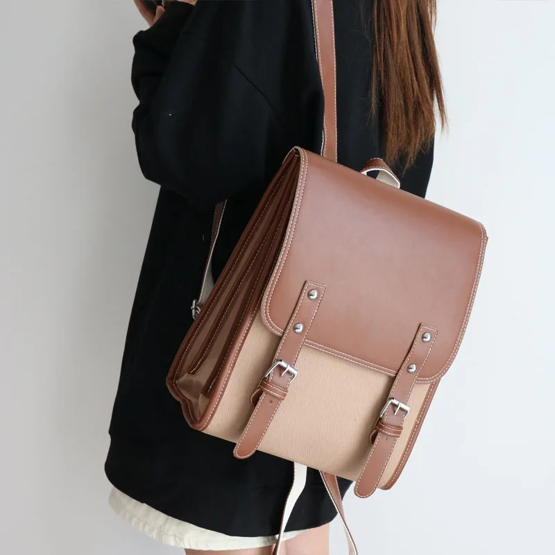 Preppy style women backpack Large Capacity Laptop Bag Casual School Backpacks for Girls patchwork Travel bags for Female tote 250807