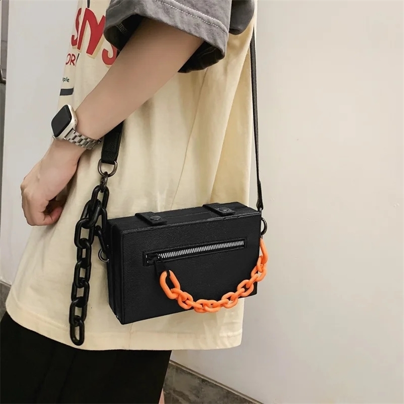 Small Women Men Shoulder Messenger Bags Fashion Chain Pu Leather Student Crossbody Bag for Teenager Unisex Phone Handbags box 241224