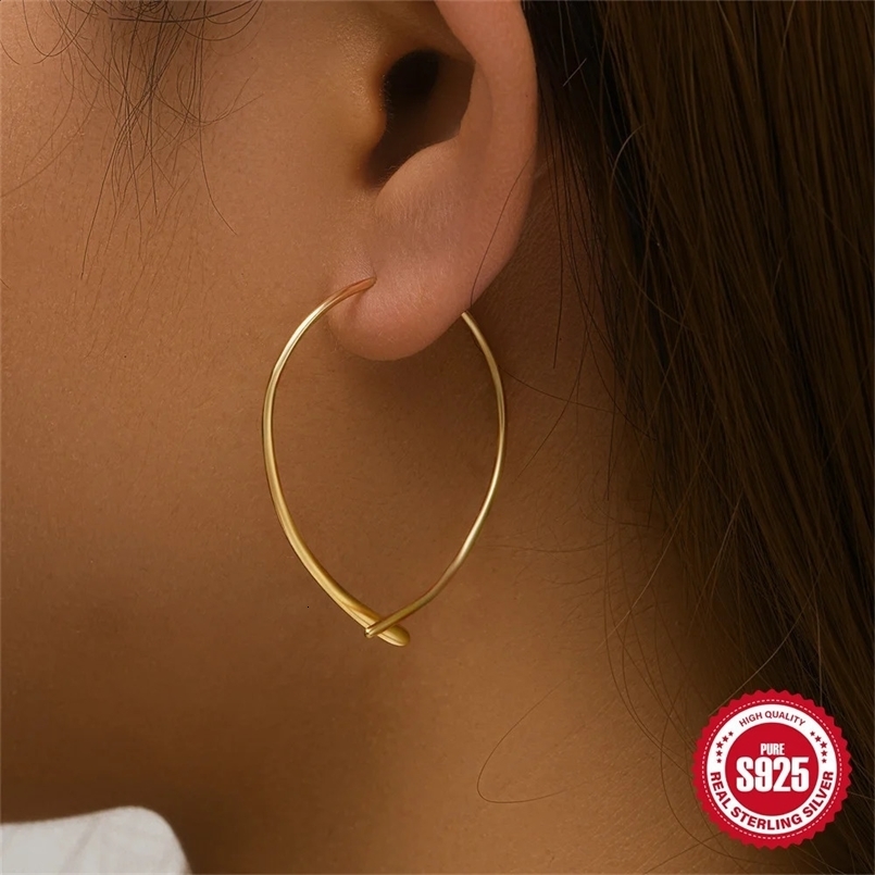 Canner 925 Silver Large Loop Fileing Oreing Hoops for Women 18K Gold plaqués et boucles d'oreilles polyvalentes