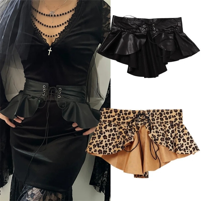 Belts For Women High Quality Punk Style leopard Slimming Black Corset Belt For Skirt Y2K Cummerbunds Female Waistband 250430