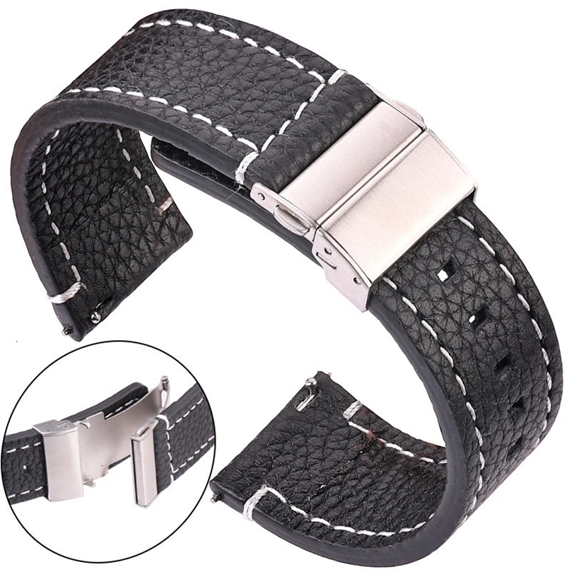Weiche echte Leder -Smart -Uhren -Band 18 20 22 24mm Frauen Männer Kuhlädensgurt braun schwarzer Schnellveröffentlichungs -Watchband -Armband 240428