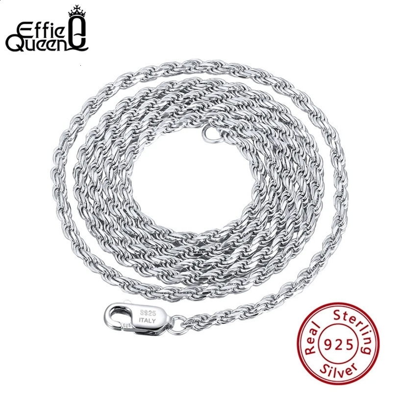 Effie Queen Italian 1.2mm1.5mm 1.7mm Diamond-Cut Rope Chain Necklace 40cm-60cm 100% 925 Silver Woman Man Jewelry Gift DSC29 250120bj
