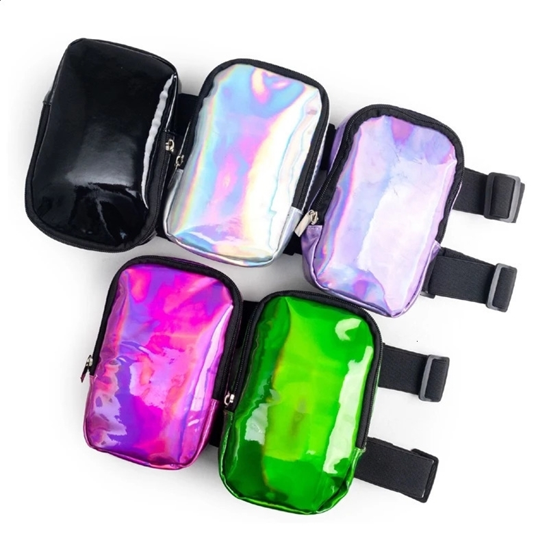 DHL30pcs Womens Laser Leg Bag Straps Colorful Thigh Fanny Pack with Zipper 250120bj