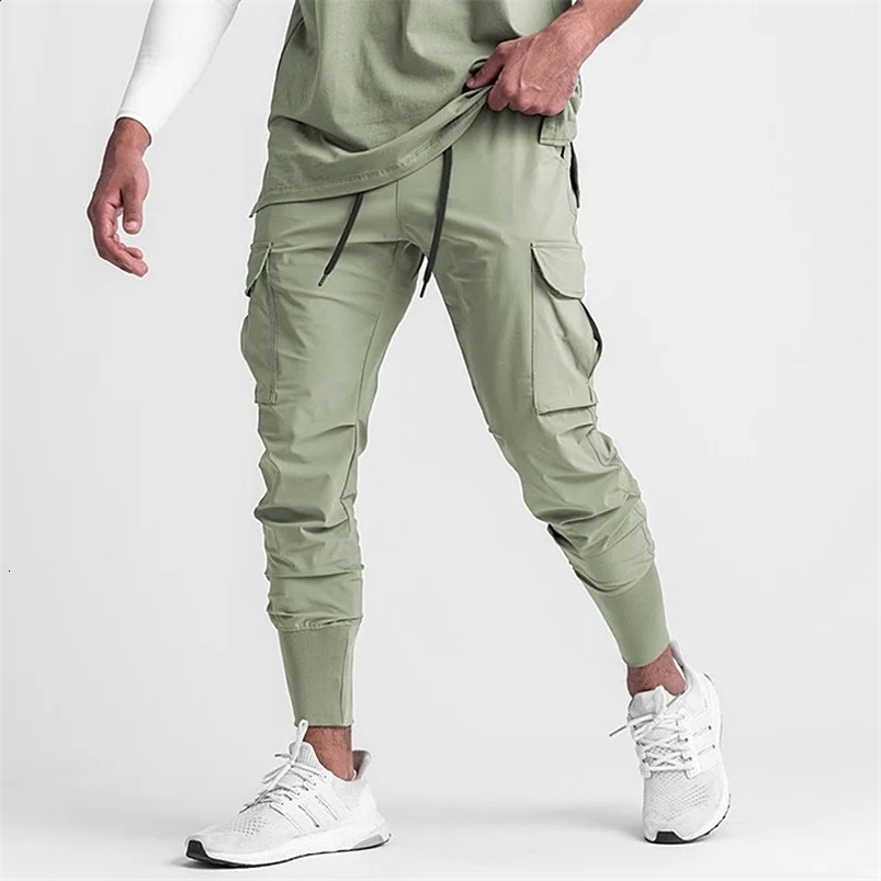Gym Mens Quick Drying Running Jogging Pants Soft Joggers Sweatpants Long Trousers Fitness Sport Training Casual Cargo Pants 240816
