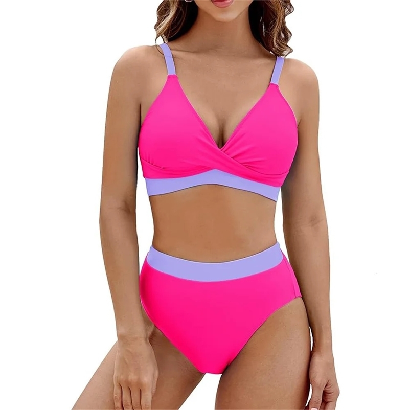 Push Up Bikinis Sports Two Pieces Swimsuit Women High Waist Swimwear Female Bathing Swimming Swim Suit Bathers Beachwear Ladies250115bj
