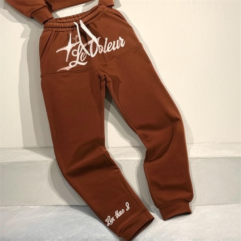 American Retro Sweatpants Y2K Clothes Men Women Hip Hop Letter Embroidered Retro Brown Baggy Sweatpants Drawstring Jogging Pants 250813