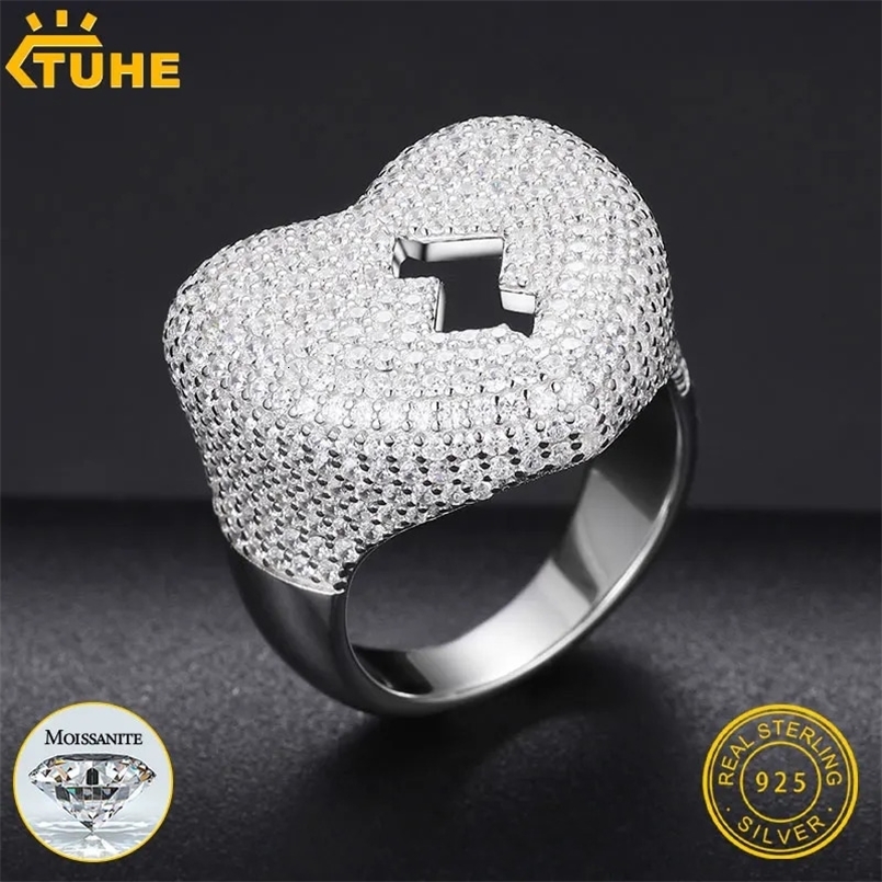 Fine Jewelry VVS1 With Certificate Cracked Heart Ring For Women Rings S925 Silver Classic Girl 240118