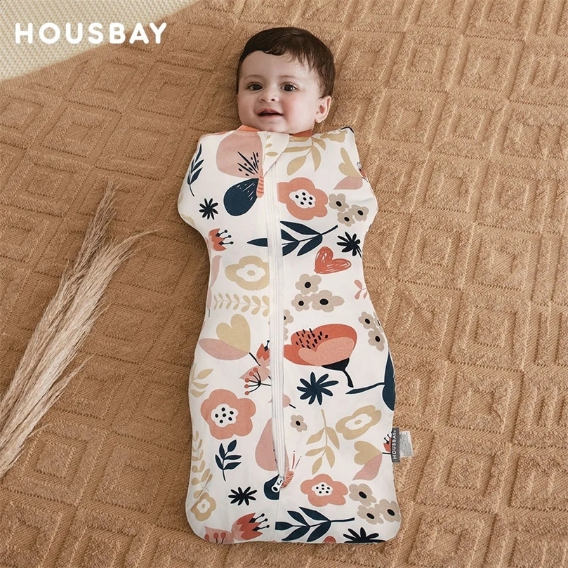 born Baby Sleeping Bag Swaddle Beautiful Flowers Print Summer Thin Vest Button Wrap Sleepsack For Girls Boys 240723