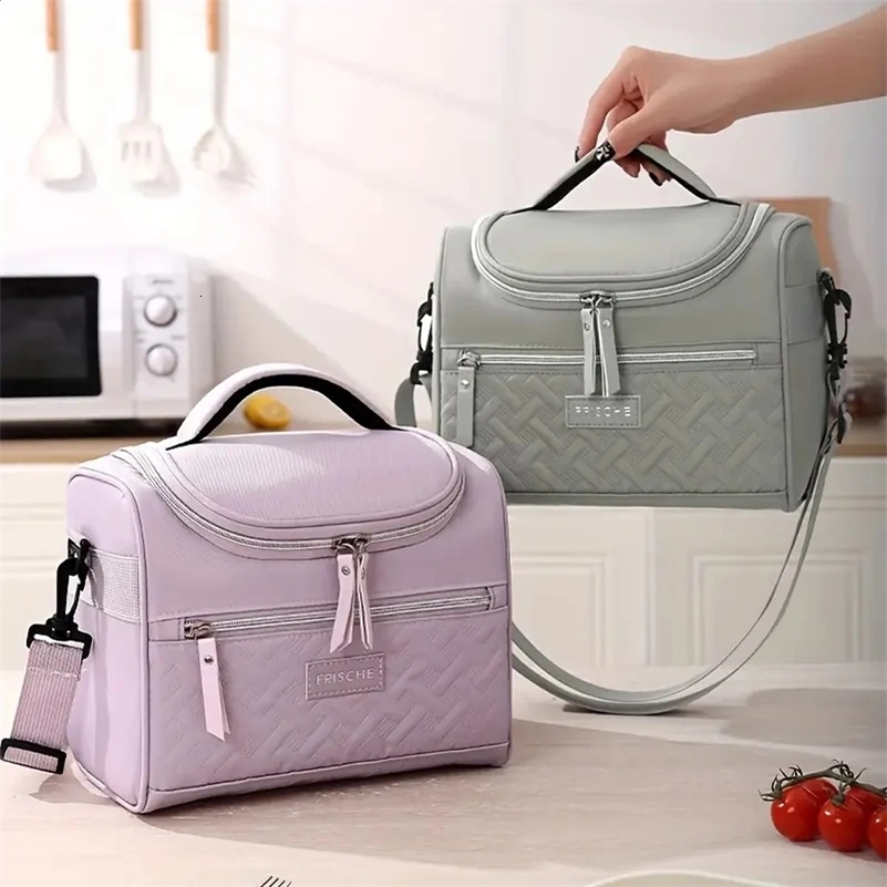 Large Insulated Lunch Bag Cooler Hand washable durable polyester lunch box with padded shoulder strap for work school picnics 250306