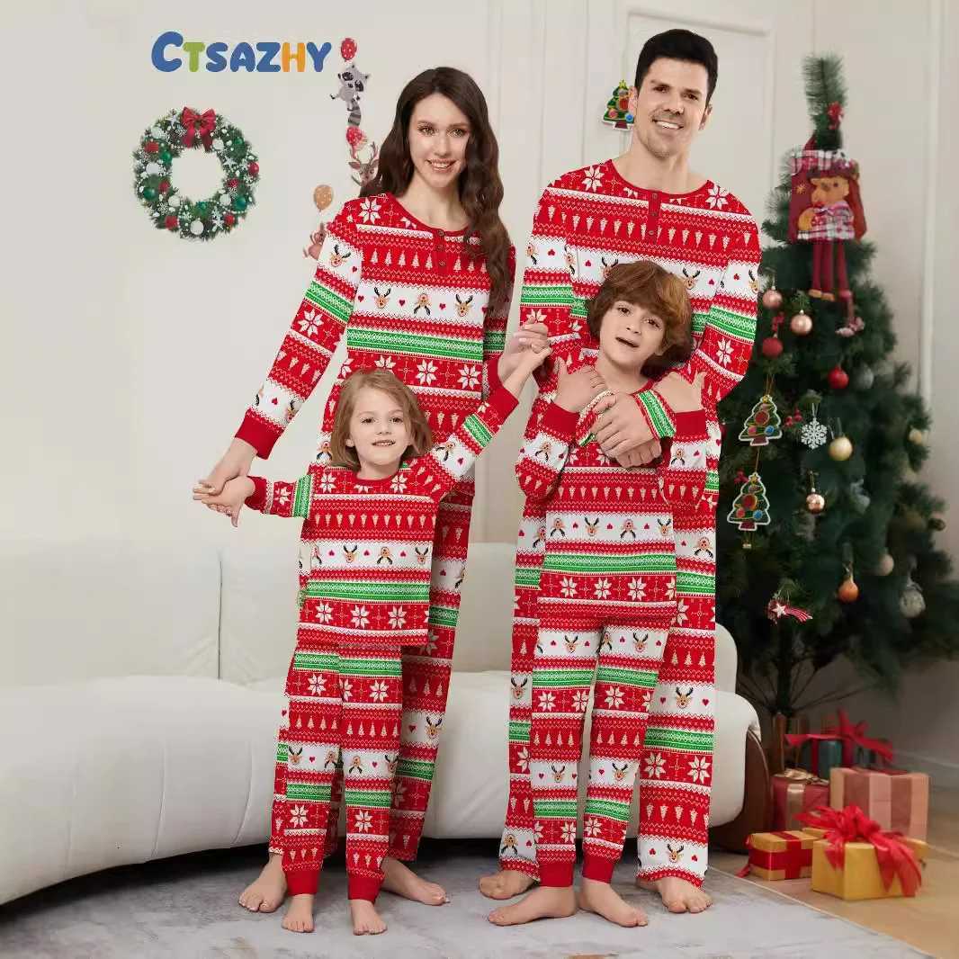 Christmas parentchild set 2025 New Year home wear cotton set Christmas printed longsleeved pajamas and 318M baby jumpsuit X250923
