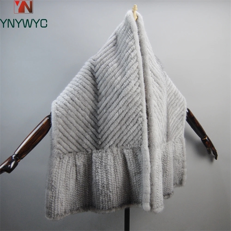 Lady Winter warm Real Mink Fur Scarves Women Fashion Hand Knitted Real Mink Fur Scarf Shawl 100% Natural Real Mink Fur Muffler 240906