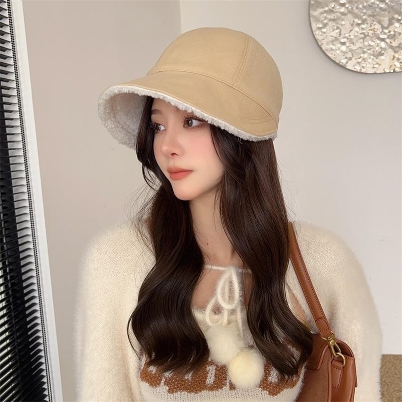 Wide Brim Hats Bucket Hats COKK Winter Bucket Hat Women Double Sided Wool Fisherman Hat Female Autumn Winter Hats For Women Keep Warm Casual Gorro 2