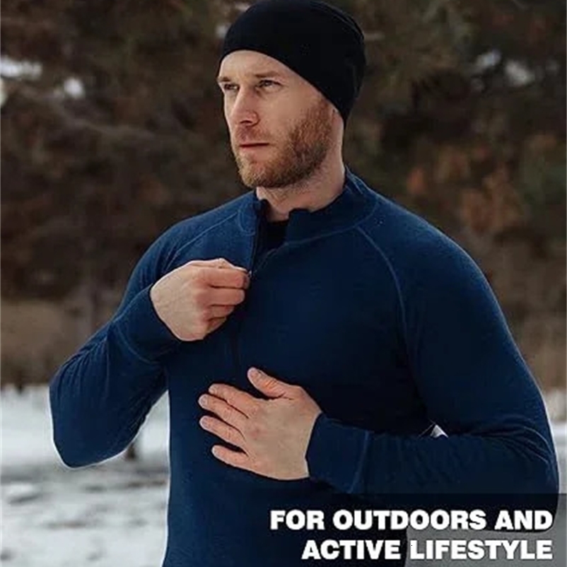 Mens Merino Wool Base Layer Top 100%Merino Wool Thermal Underwear Baselayer Shirts 200G Hiking Breathable Wicking Moisture Shirt 240826