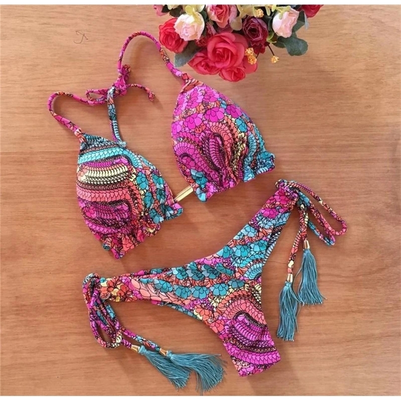 Brazilian Womens Swimsuit Swimwear Female Sexy Bikinis Set Push Up Swimming Bathing Suit Bohemian Women Swumsuit 2 Piece Sets 250322