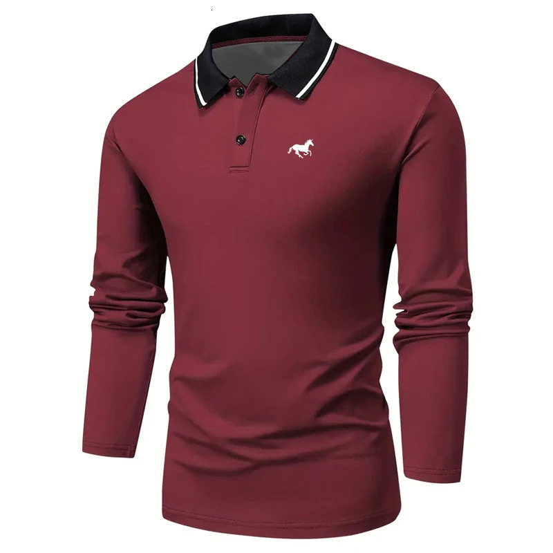 Mens Golf Shirt Golf Polos Work Casual Lapel Long Sleeve Basic Modern Plain Button Spring Fall Regular Fit Golf Shirt 250922