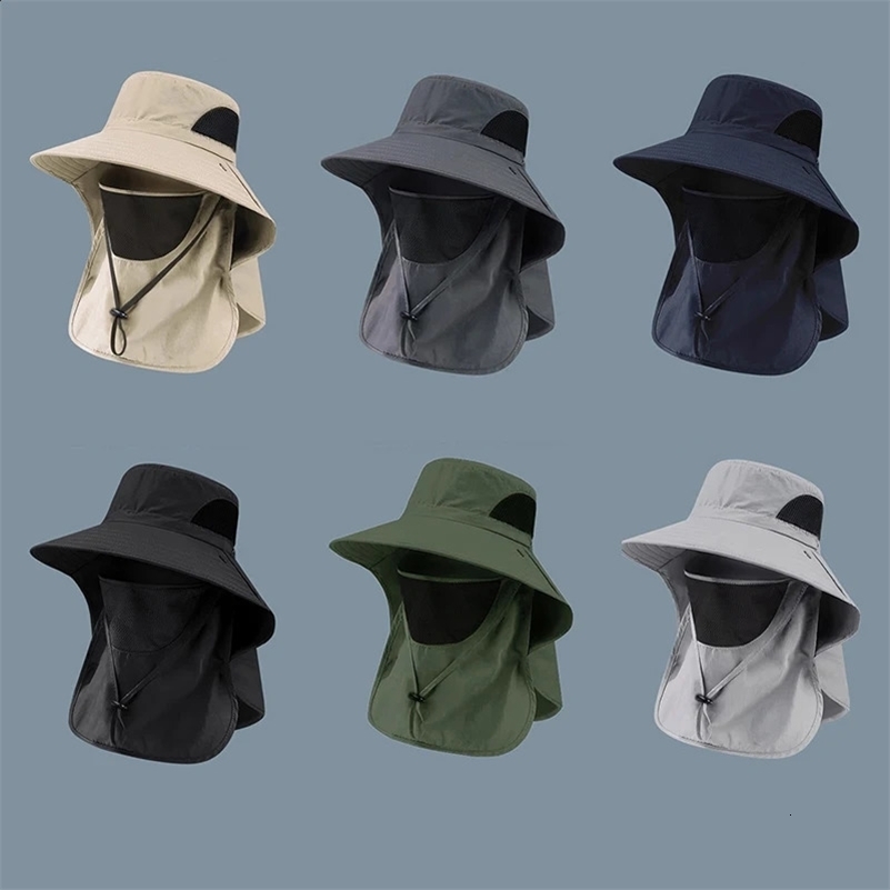 Summer sun hat UV protection outdoor hunting and fishing suitable for womens hiking camping hats bucket neck flip fisherman y250117z