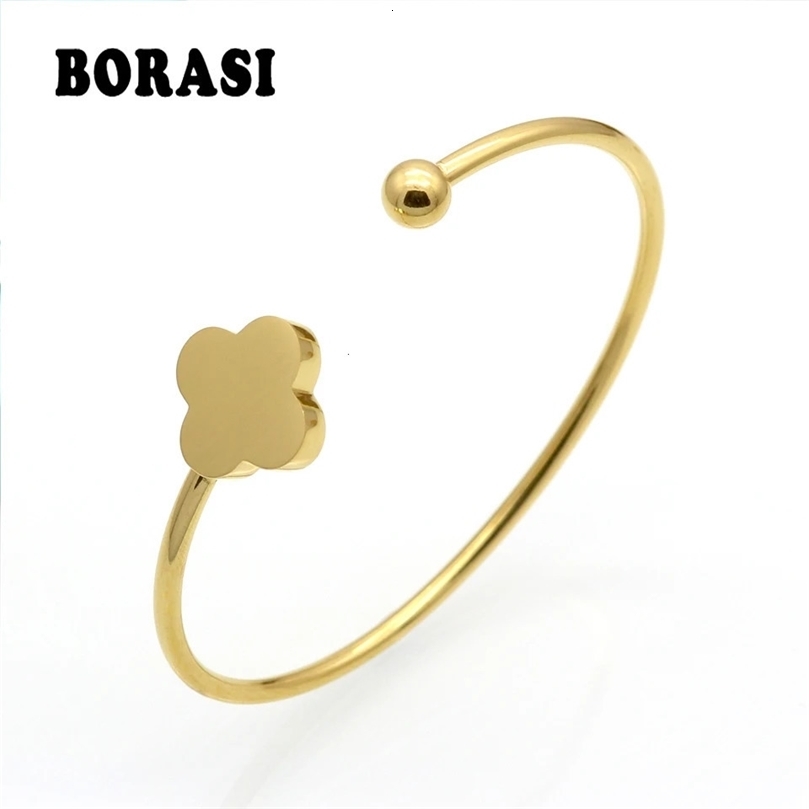 Fashion Gold Color Stainless Steel Flower Bracelets Bangles For Women Pulseira Love Cute Bracelet Jewelry Party Gift 240428