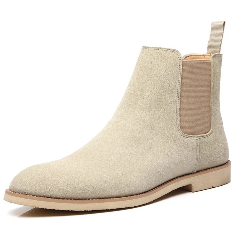 British style mens leather suede Chelsea boots top business dress shoes fashionable warm winter mens riding boots 240930bj