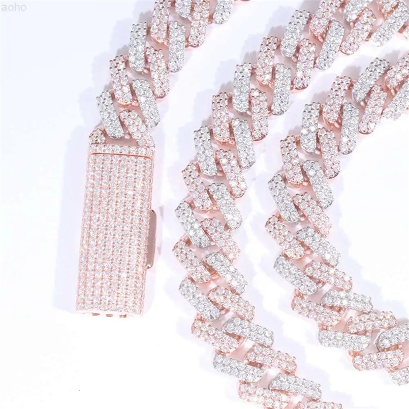 Custom Name Clasp 10mm 12mm 2rows Cuban Chain S925 Silver with Vvs Hip Hop Chain Passed Tester Rapper Necklace 240626