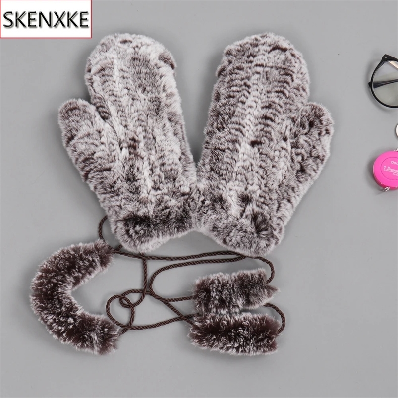 Natural Real Rex Rabbit Fur Gloves Good Elastic Women Winter Knitted Real Rabbit Fur Mittens Outdoor Genuine Fur Gloves 240930
