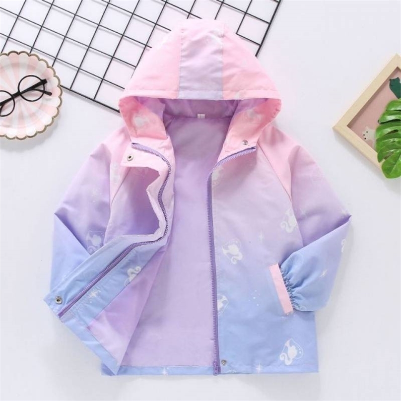 Jackets Summer Spring Waterproof Girls Lined Coat Full Zipper Hooded Baby Children Outerwear Kids Outfits 3 14 Years 221010