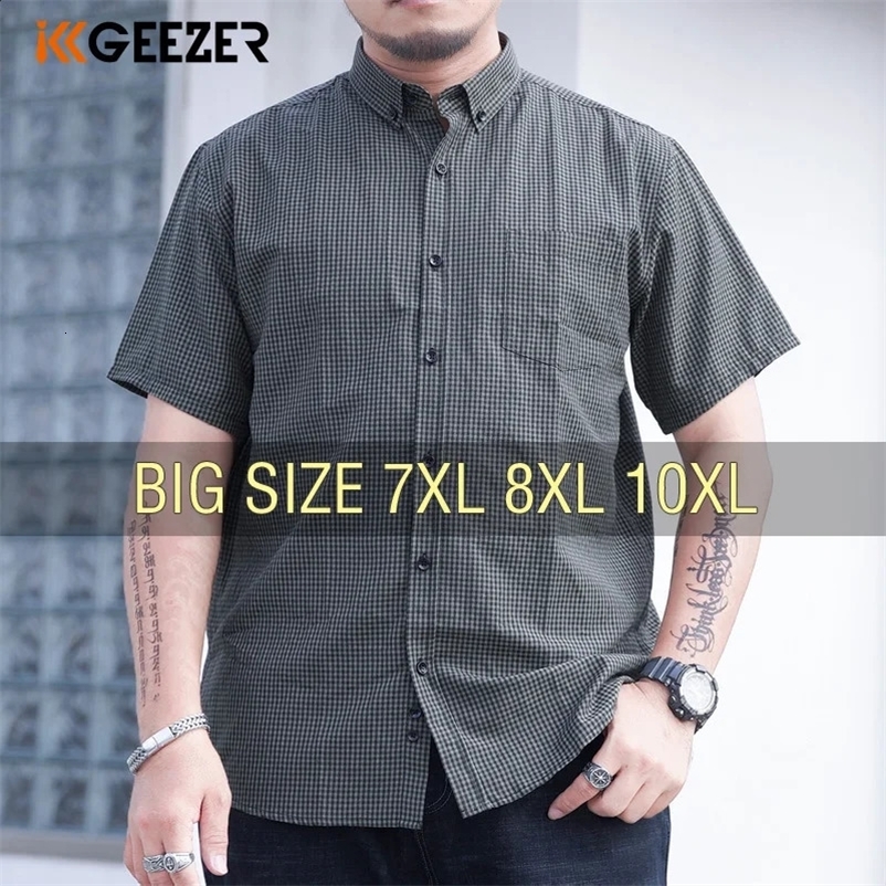 Mens plain short sleeved oversized 6XL 7XL 8XL 10XL Plus size summer formal fashion black and white casual red retro direct 240826bj