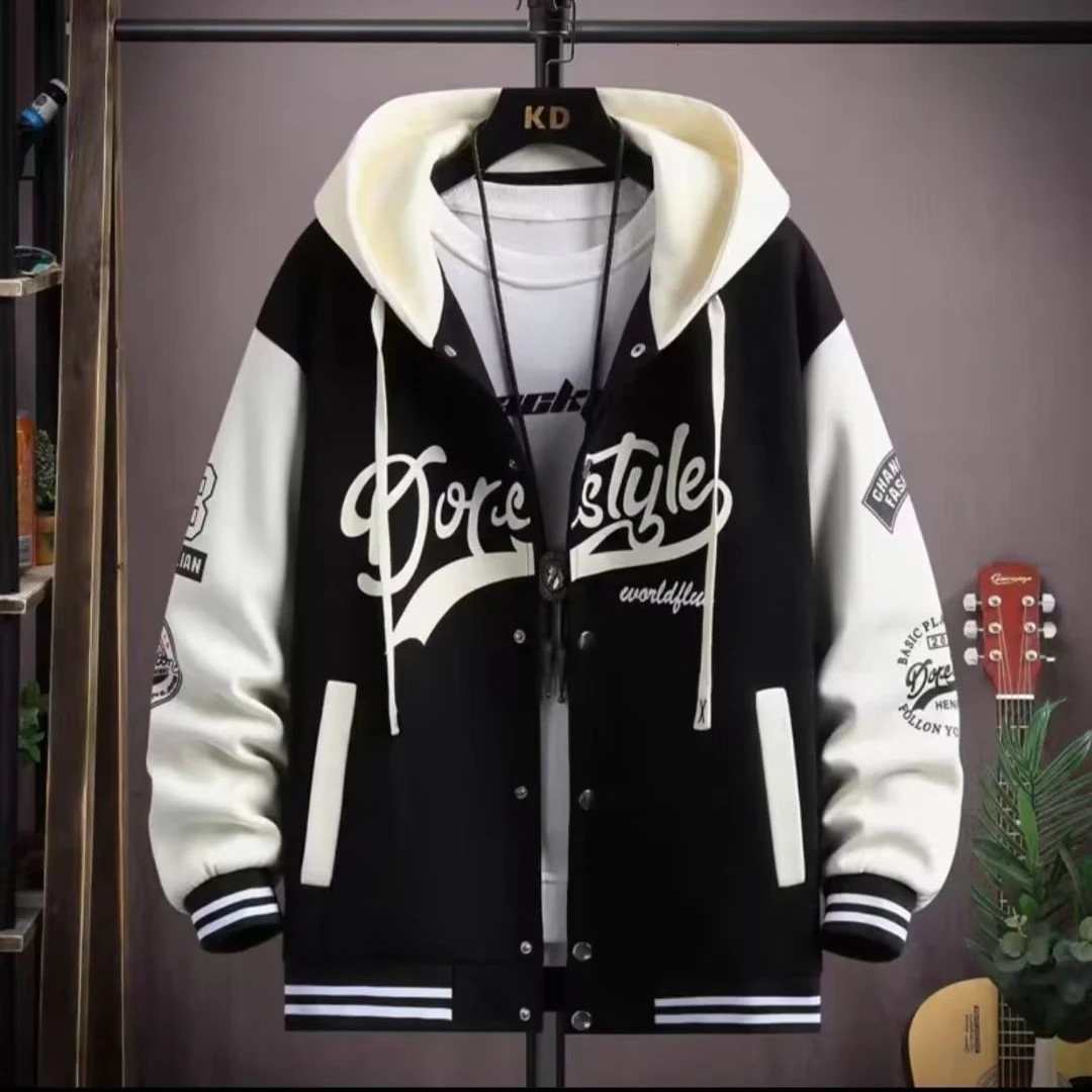 Mens Hooded Baseball Autumn Korean Casual Hooded Jacket Harajuku High Street Fashion Mens Clothing High Quality Coat 250922