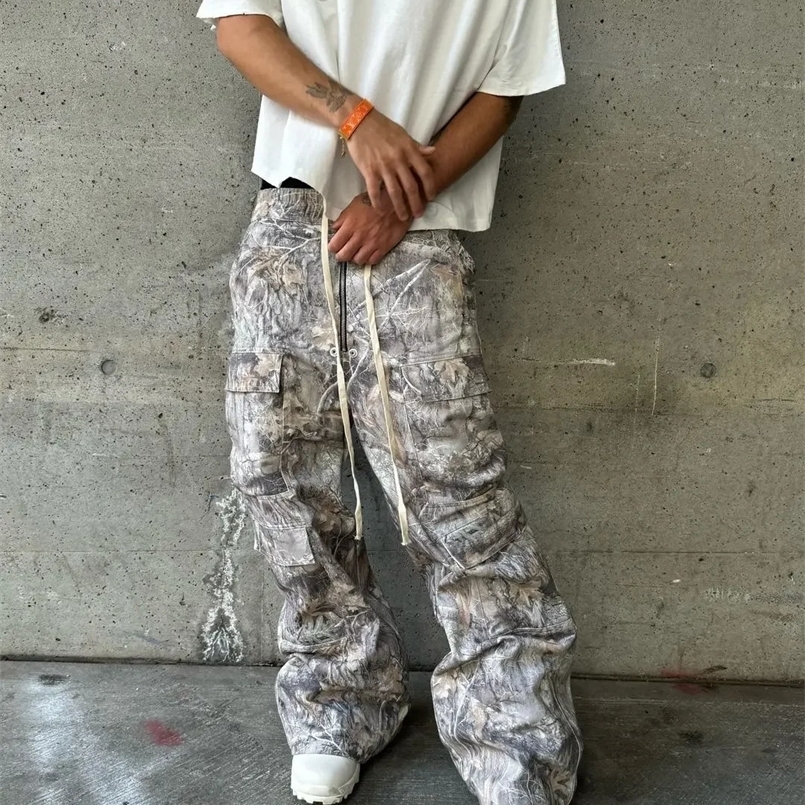 Stylish Multi-pocket Camouflage Cargo Pants American Retro Straight Leg Loose Casual Pants Harajuku Style Hip Hop Y2k Trousers 250122