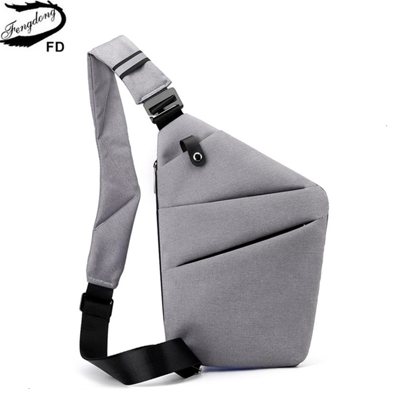 Fengdong men ultra thin anti-theft small chest bag mini cross body bags male one shoulder sling bag for travel boy sports bag 250407bj