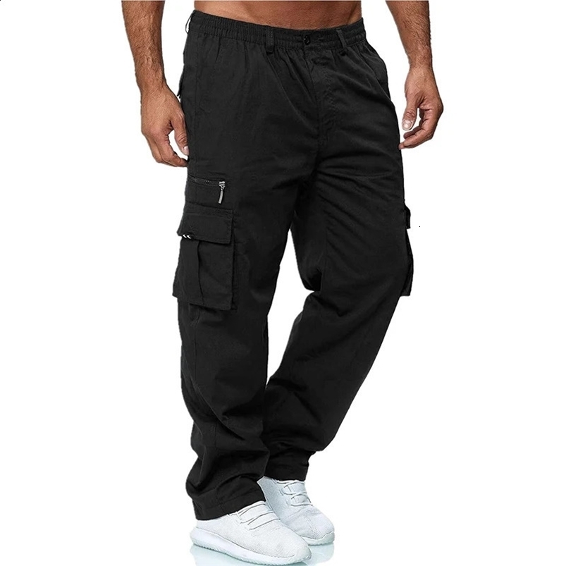 Picklion Mens Multi-Pocket Pants Outdoor Cargo Jogger Pant Work Hiking Tactical Loose Straight Trousers Sweatpants 240820