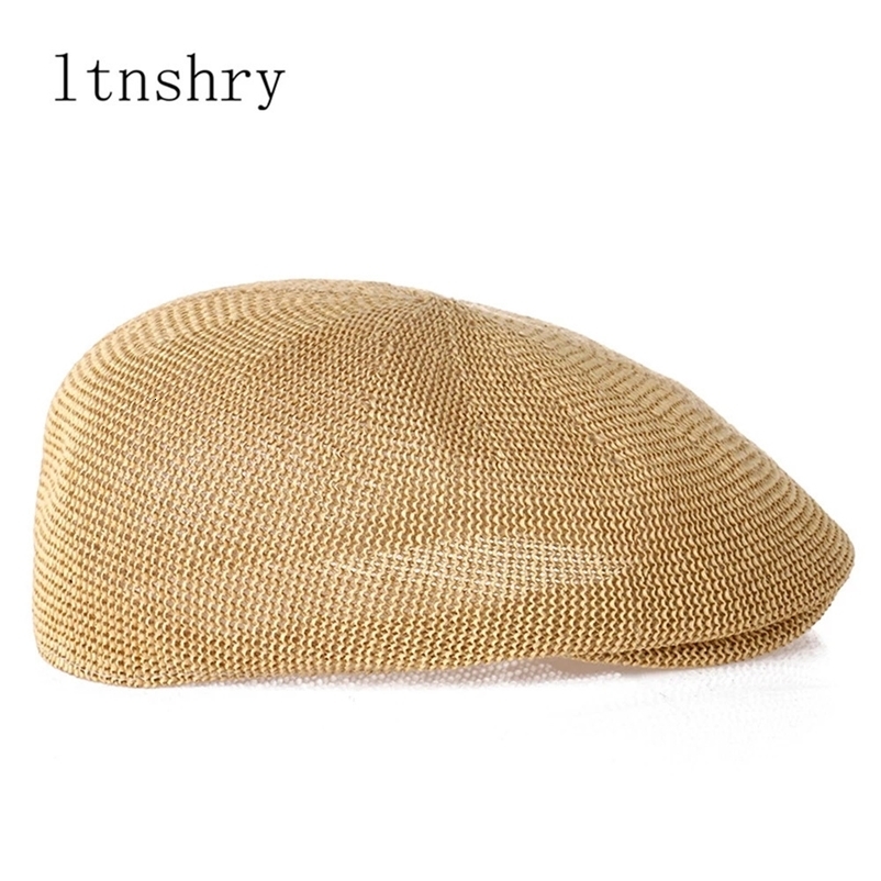Summer Hat Mens Berets y Blinder Beret Homme Man Military Mesh Dad hat Breathable Grass Yarn Sun Hats Flat Cap 240603bj