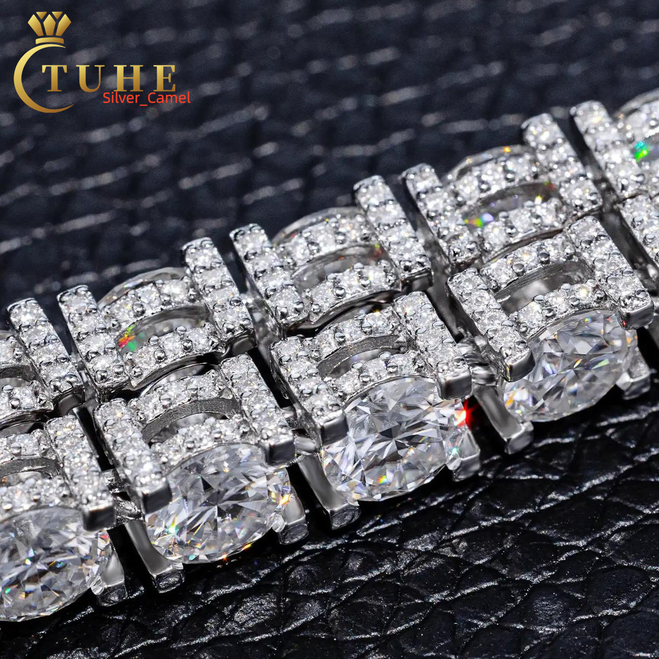 Luxury Hip Hop Jewelry 5mm 8mm 10mm White Gold 925 Sterling Silver Iced Out Clustered Moissanite Tennis Chain Necklace for Men