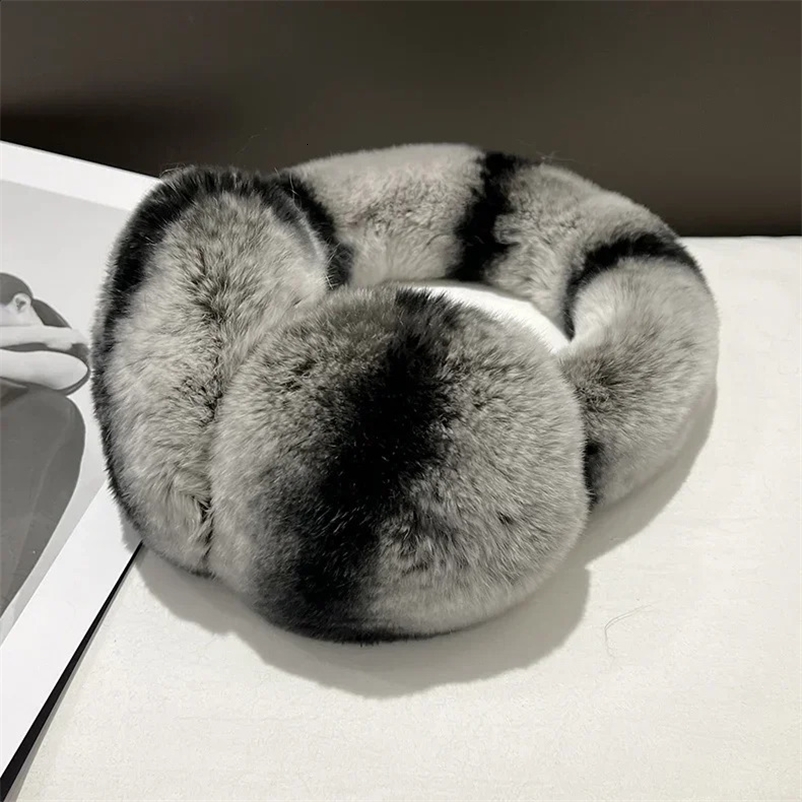 Real Rex Rabbit Fur Earmuffs for Women Winter Ear Warmers Soft Warm Furry Ear Muffs for Cold Weather 250102wwbj
