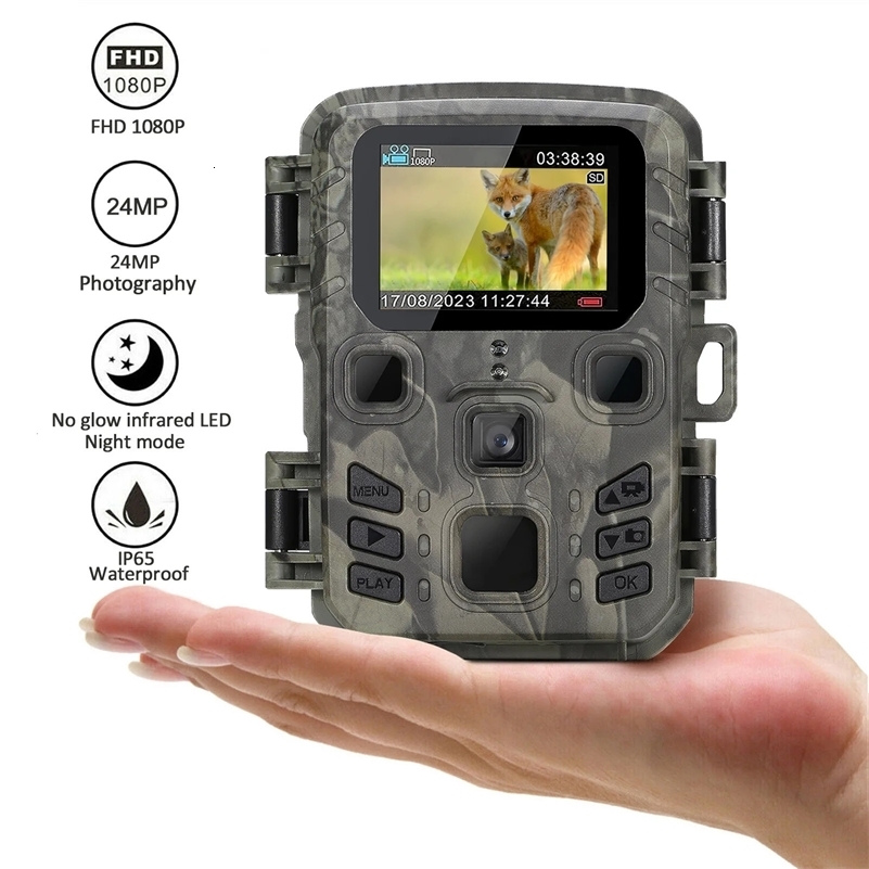 Mini Trail Camera 4K HD 20MP 1080P Infrared Night Vision Motion Activated Hunting Trap Game Outdoor IP66 Waterproof Wildlife Cam 240709