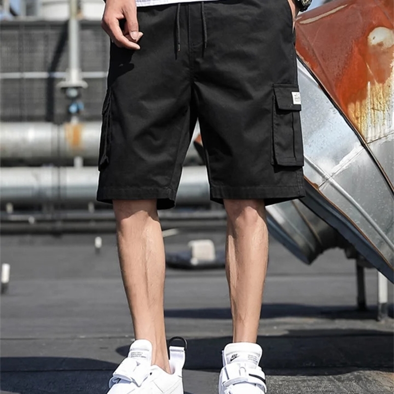 Summer Mens Cargo Shorts Cotton Loose Fit Big Size String Banding Men Short Pants Streetwear Casual Work Bermuda Shorts 250116