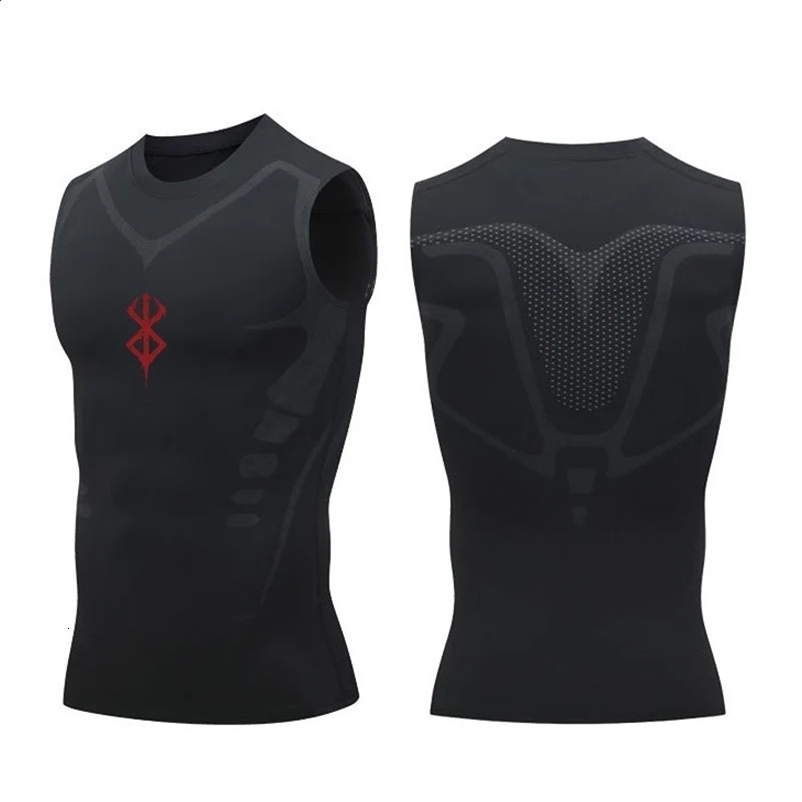 Compressed sleeveless mens fitness sports vest cartoon tight tank net quick drying breathable summer mens style 250428