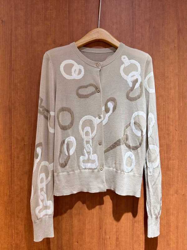 Women's Knits & Tees Designer High-end top Quality 25 Autumn New Yangtze Wool Yarn Pig Nose Jacquard Long Sleeve Knitted Cardigan KPIK