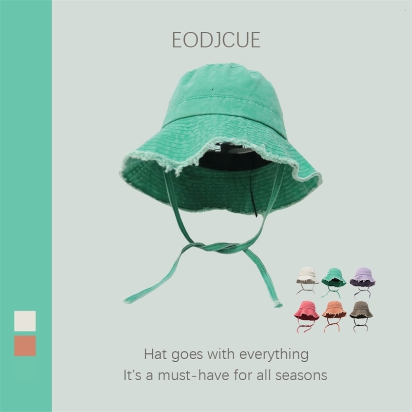 Stingy Brim Hats Japanese Y2K Vintage Bucket Hats Fresh Green Spring and Summer Travel Sunscreen Retro Women's Caps Cute Lace-up Sun Hat Men 23