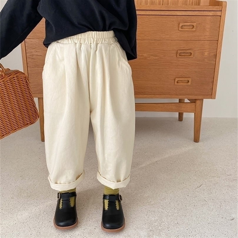 Trousers Korean style spring boys and girls solid casual pants unisex fashion loose allmatch trousers for kids clothes 221006