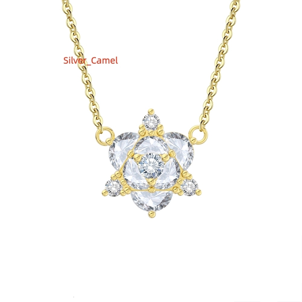 SN345 RINNTIN Custom Hexagon Pendant Necklace 925 Sterling Silver 14K Gold Plated Fine Jewelry Necklaces