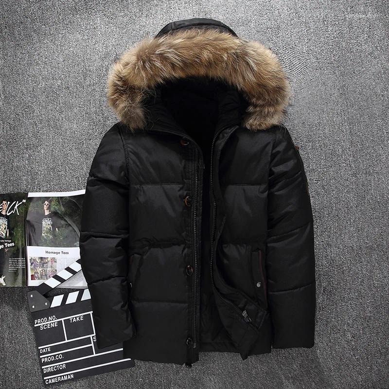 Men's Down Jacket Men Faux Fur Coat Casual Hood Winter Windproof Thick Brand-clothing Outerwear Parkas