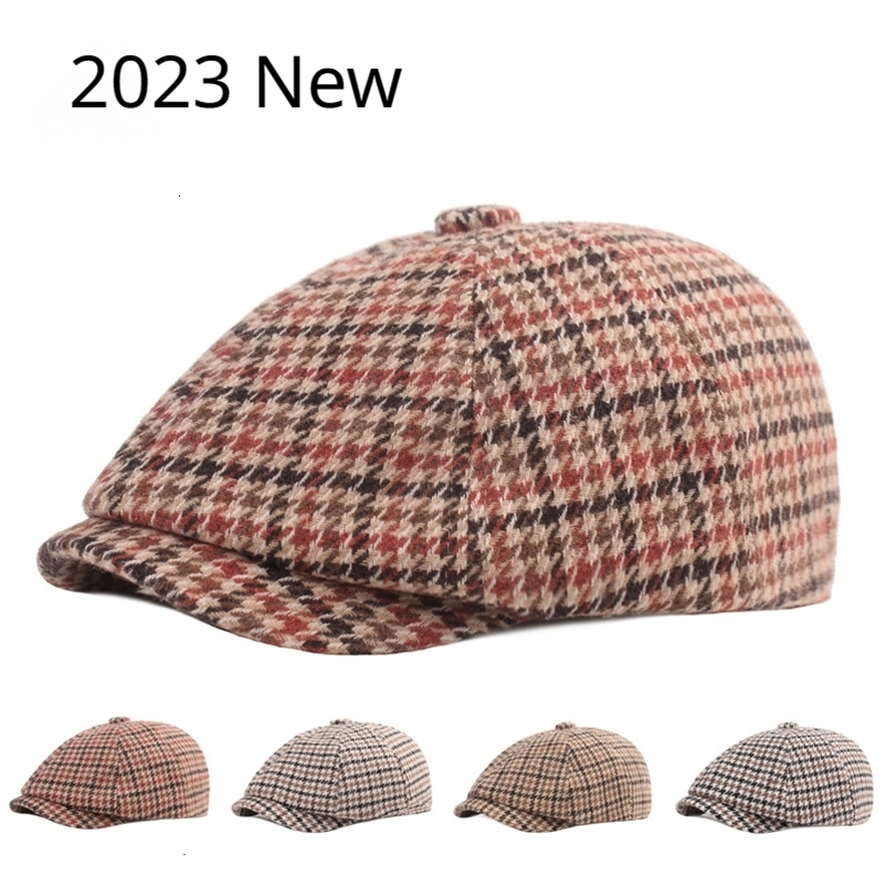 Berets 2023 Cotton Octagonal Hats Warm Men and Women Fashion Retro Beret Painter Hat Spring Autumn Casual sboy 230822bj