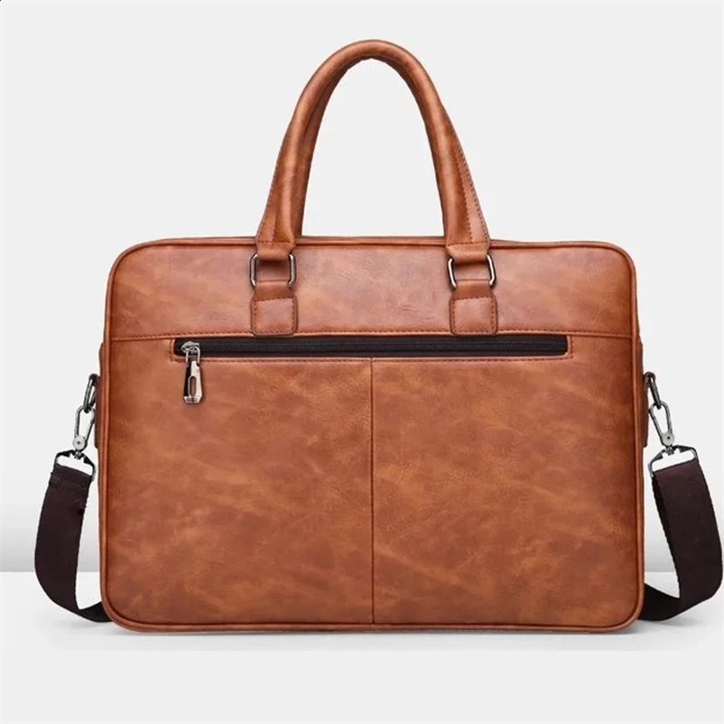 PU Leather Shoulder Bag Large Capacity Portable Casual and Waterproof Crossbody Document Bag for Men Briefcase Laptop Bag 250407bj