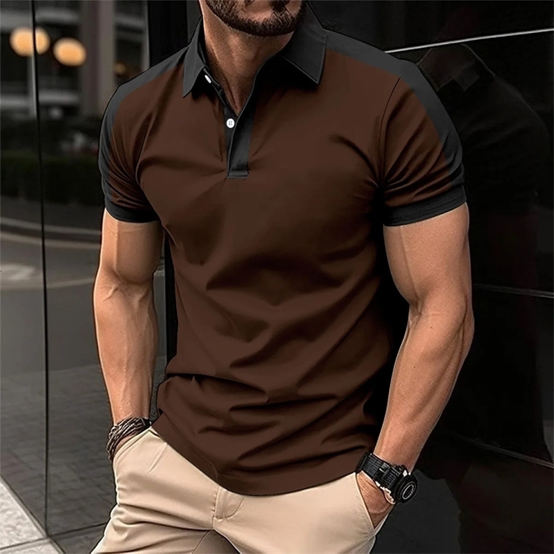 Summer Mens Solid Color polo Shirt Short-Sleeved Lapel Casual Street fashion Breathable T-Shirt250222bj